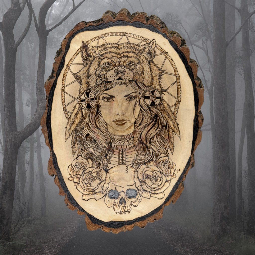 Vigil of the Huntress on maple disk